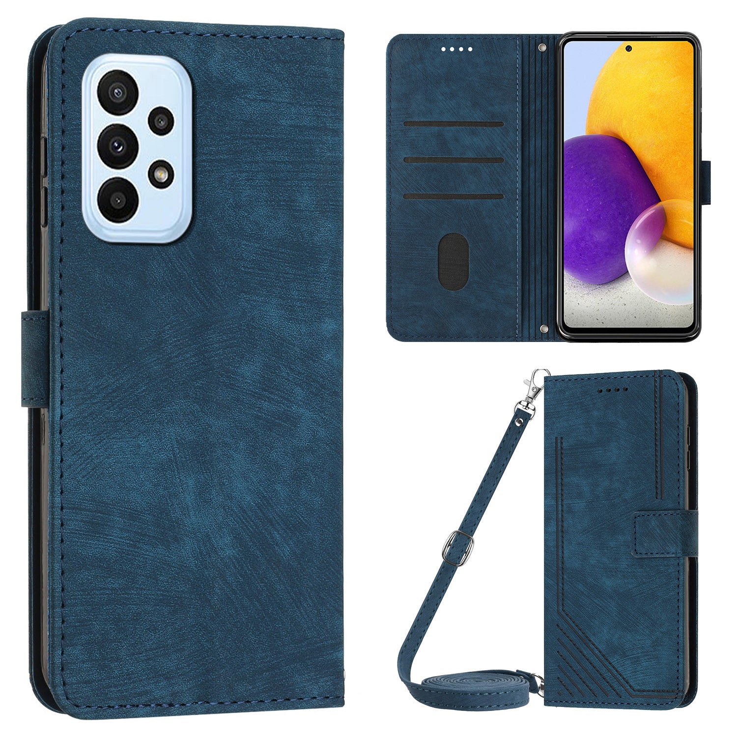 For Samsung Galaxy A73 5G Wallet Phone Case PU Leather Lines Imprinted Shell Stand Phone Cover For Samsung Galaxy A73 5G Wallet Phone Case PU Leather Lines Imprinted Shell Stand Phone Cover